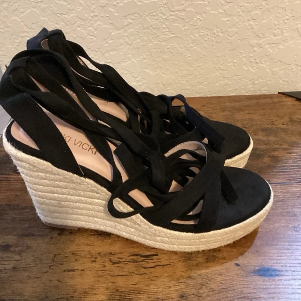 Black Wedge Sandals